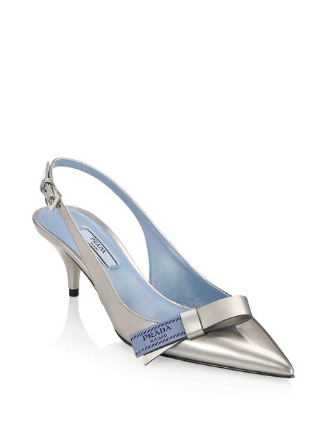 prada leather slingback heels|Prada kitten heel shoes.